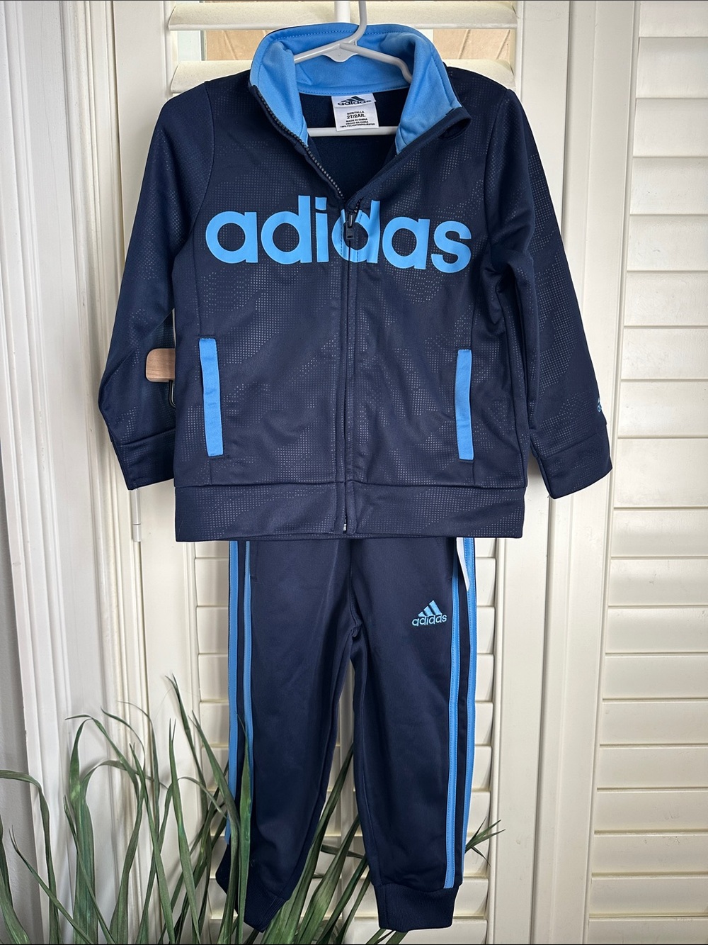 adidas Navy and Light Blue Kids Track Jacket & Pants Set Size 2T NWT